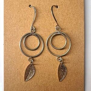 Silver Leaf Circular Drop Earrings
